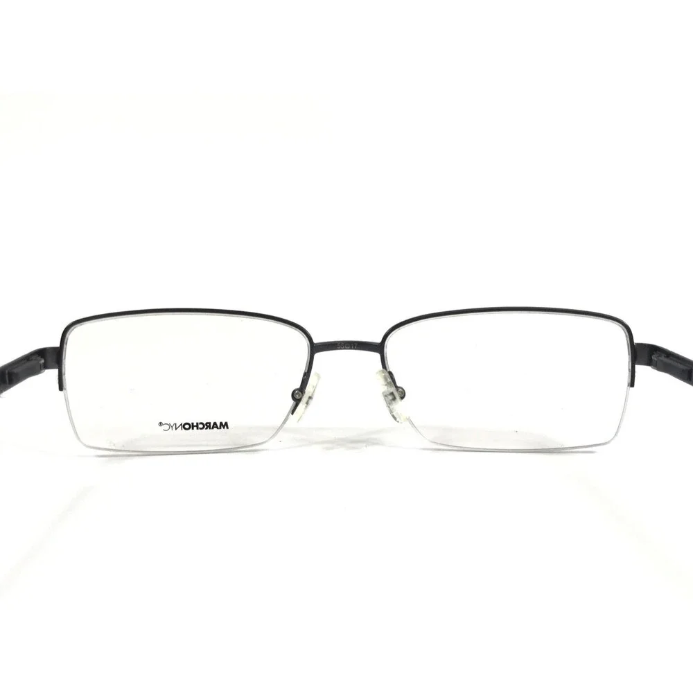 Marchon NYC Eyeglasses Frames PINE STREET 434 Blue Rectangle Half Rim 55-17-145